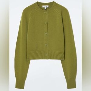 COS Cropped Wool Cardigan Olive Green